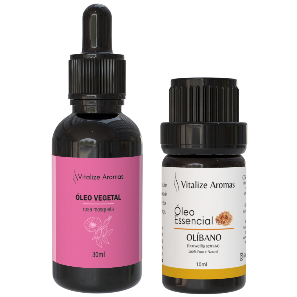 Óleo Vegetal de Rosa Mosqueta Puro + Óleo Essencial de Olíbano Puro Hidratação Rejuvenescimento Natu