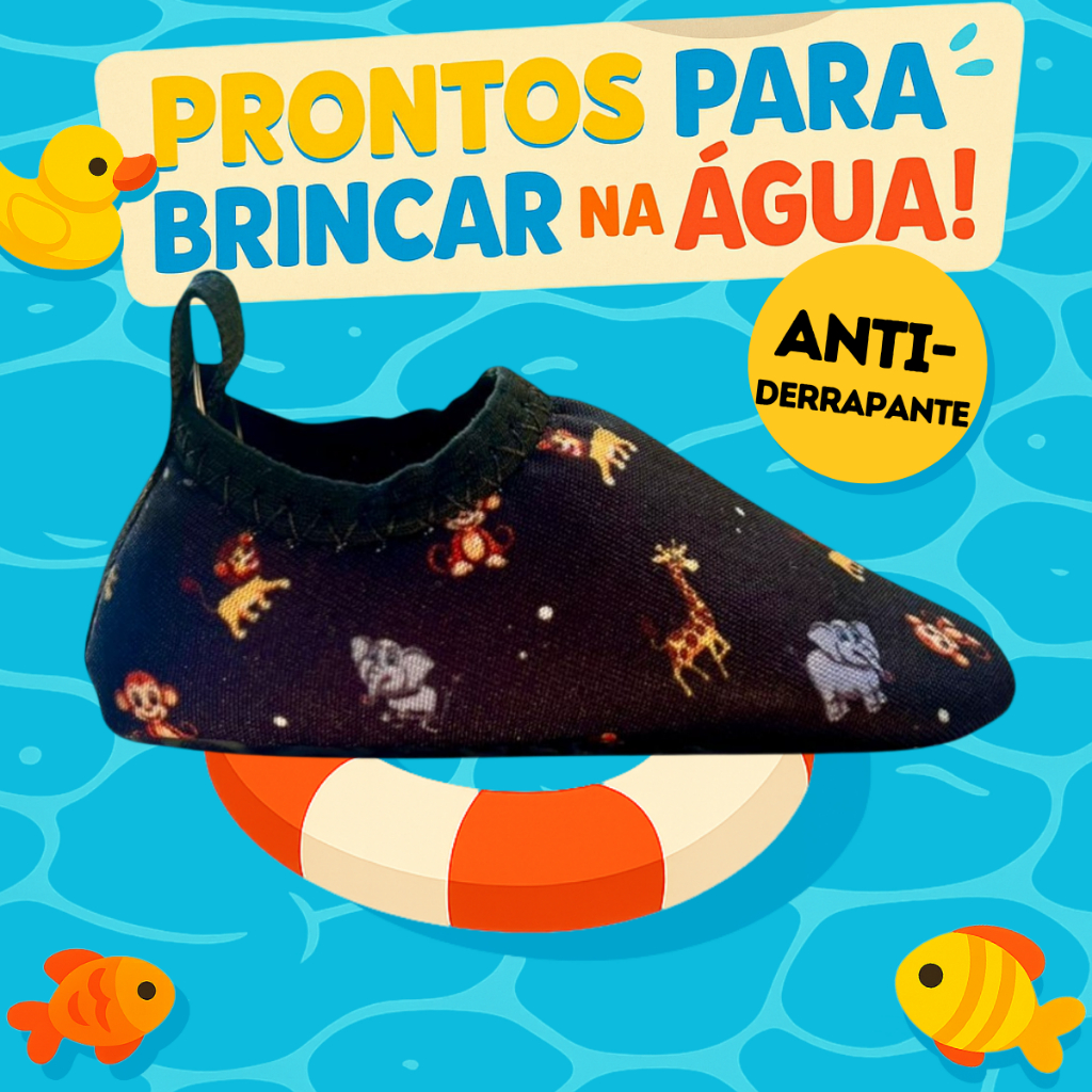 Meia Sapatinho Infantil Água Antiderrapante Calce Fácil 16 ao 26