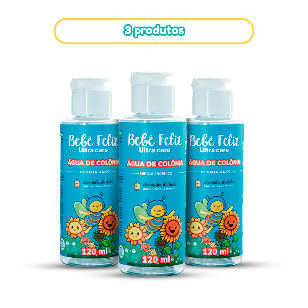 KIT 3 ÁGUA DE COLÔNIA BEBÊ FELIZ LANÇAMENTO 120ML