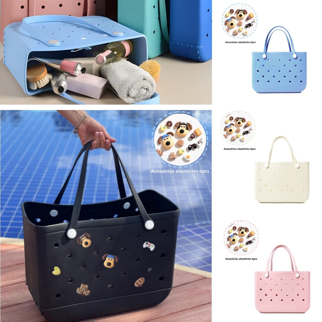 Bolsa De Praia EVA Portátil Com Buraco Oco Feminina À Prova Dágua De Borracha Viagem De Grande Capac
