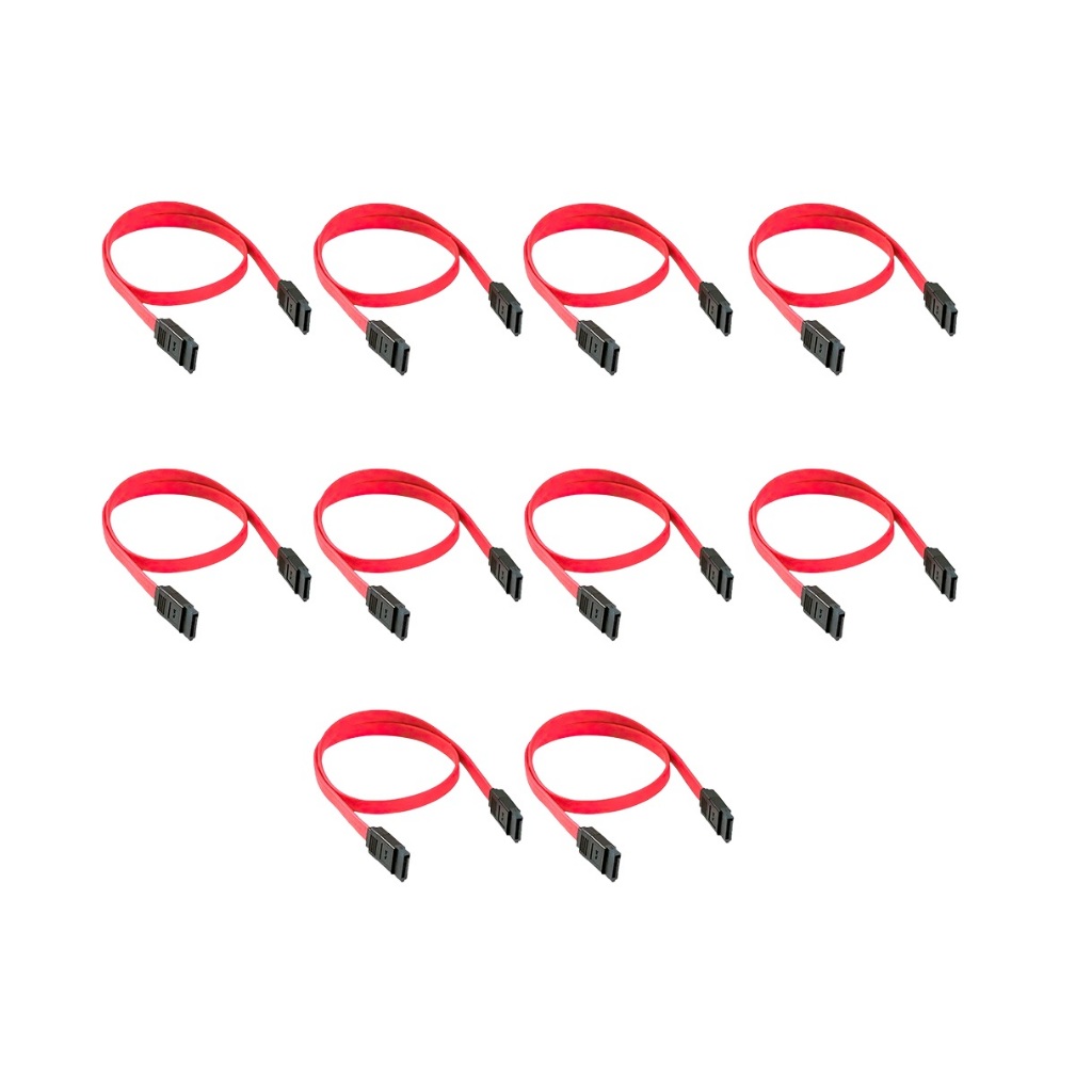 Kit 10 Cabo de Dados Sata 45cm Para HD SSD Gravador Drives