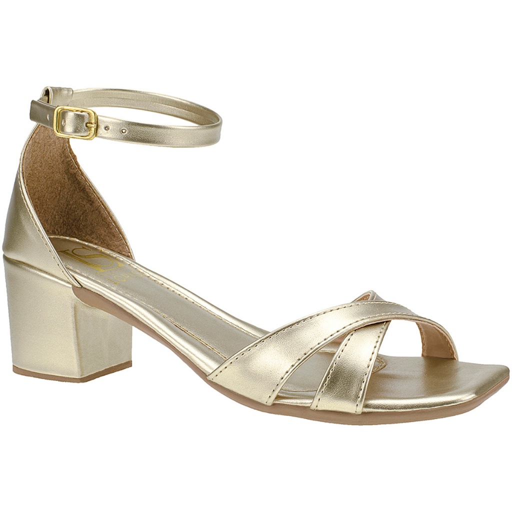 Sandália Feminina em X Bico Quadrado Saltinho Conforntavel Grosso 4-330