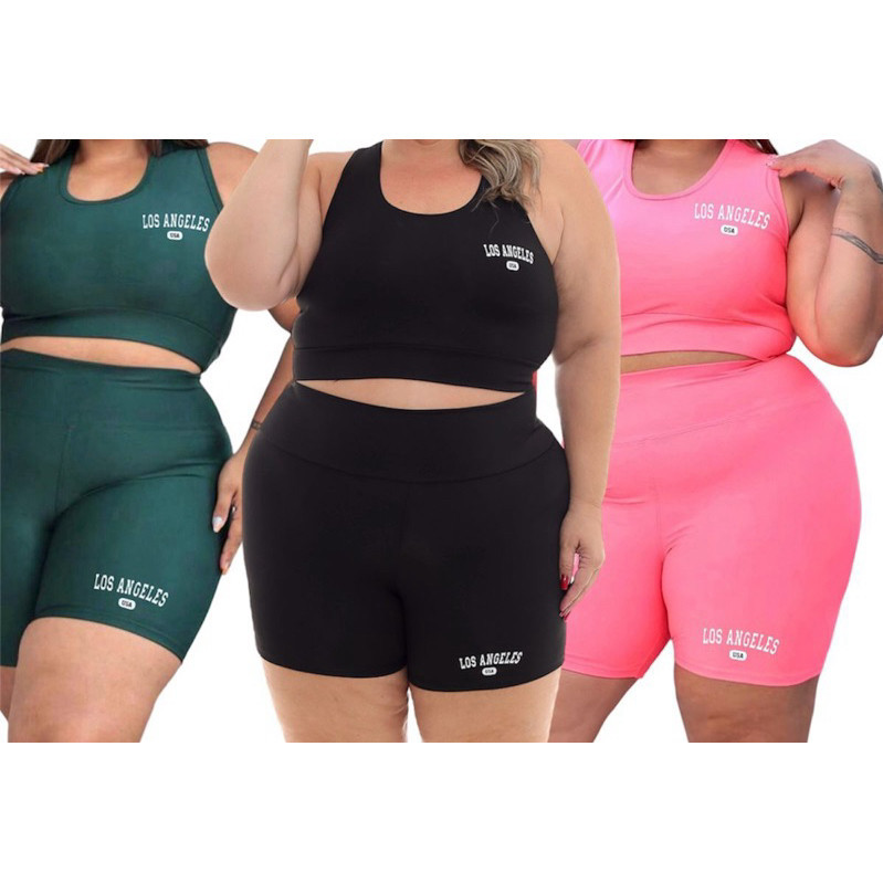Conjuntos Top Shorts plus size Academia Los Angeles