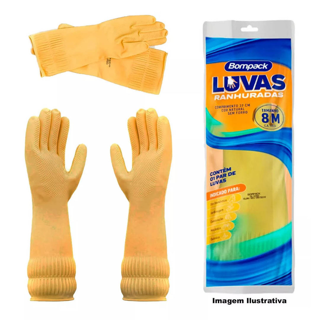 Par de Luvas Ranhurada Antiderrapante Tamanhos P  M e G Utilidades Cozinha Domestico
