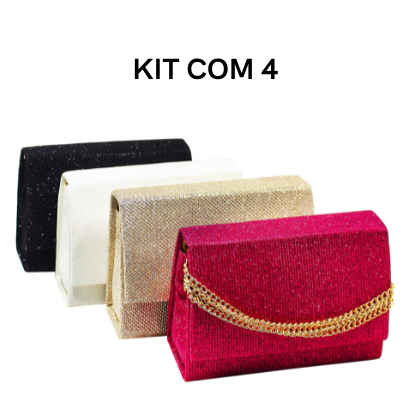 Kit com 4 Bolsas clutch de mão feminina bolsa car