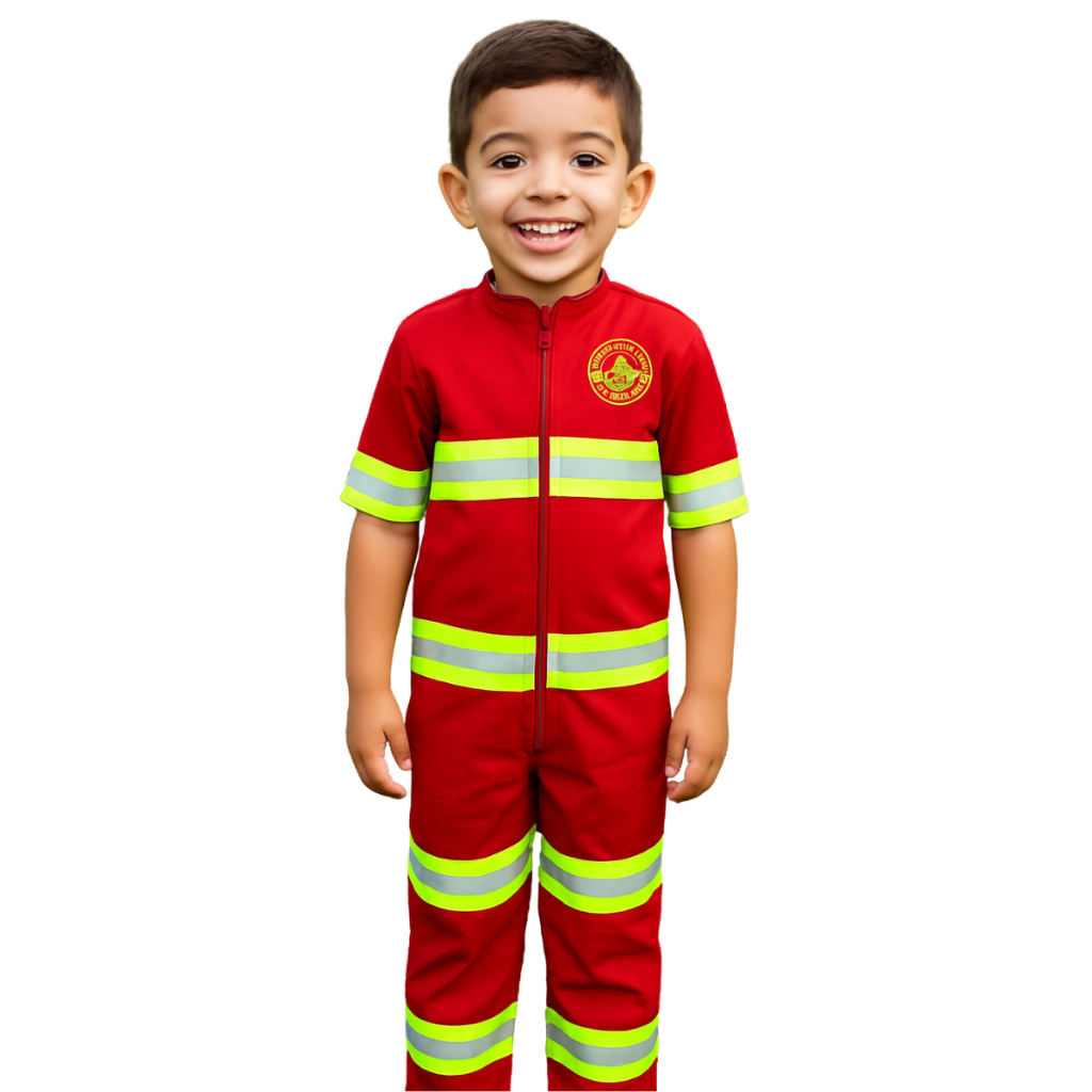 Fantasia Bombeiro Infantil Profissões Fogo Profissão Firefighter Menino Completa Conjunto Halloween