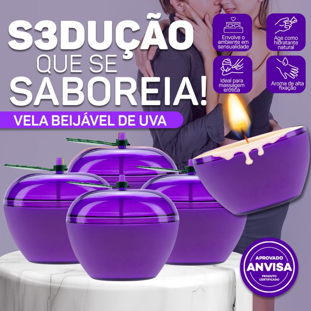 VELA BEIJÁVEL PARA MASSAGEM ERÓTICA SENSUAL – SE DERRETA DE TESÃO