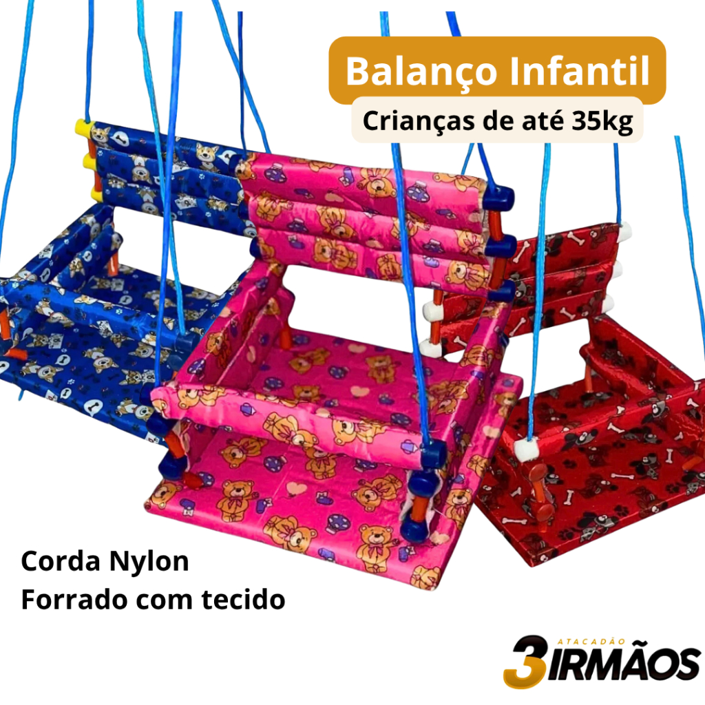 Cadeirinha de Balanço Infantil Balancinho Para Crianças Até 35kg 1 A 10 anos de Madeira de Qualidade