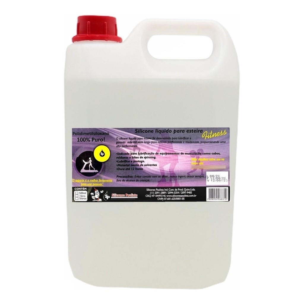 Lubrificante Para Esteira bicicleta Fitnes Silicones Paulista 5 Litros