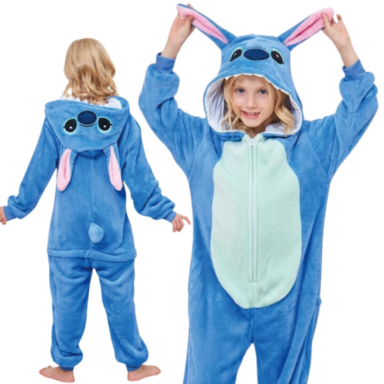 Pijama Stitch azul Infantil Unisex com zíper