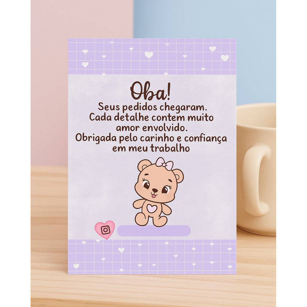 Panfleto Gratidão Flyer Personalizado Cartões de Agradecimentoao Cliente 9,5×14 cm Urso