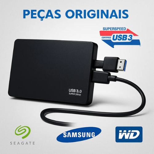 HD Externo 500Gb/1TB Silencioso USB 3.0 Compacto P