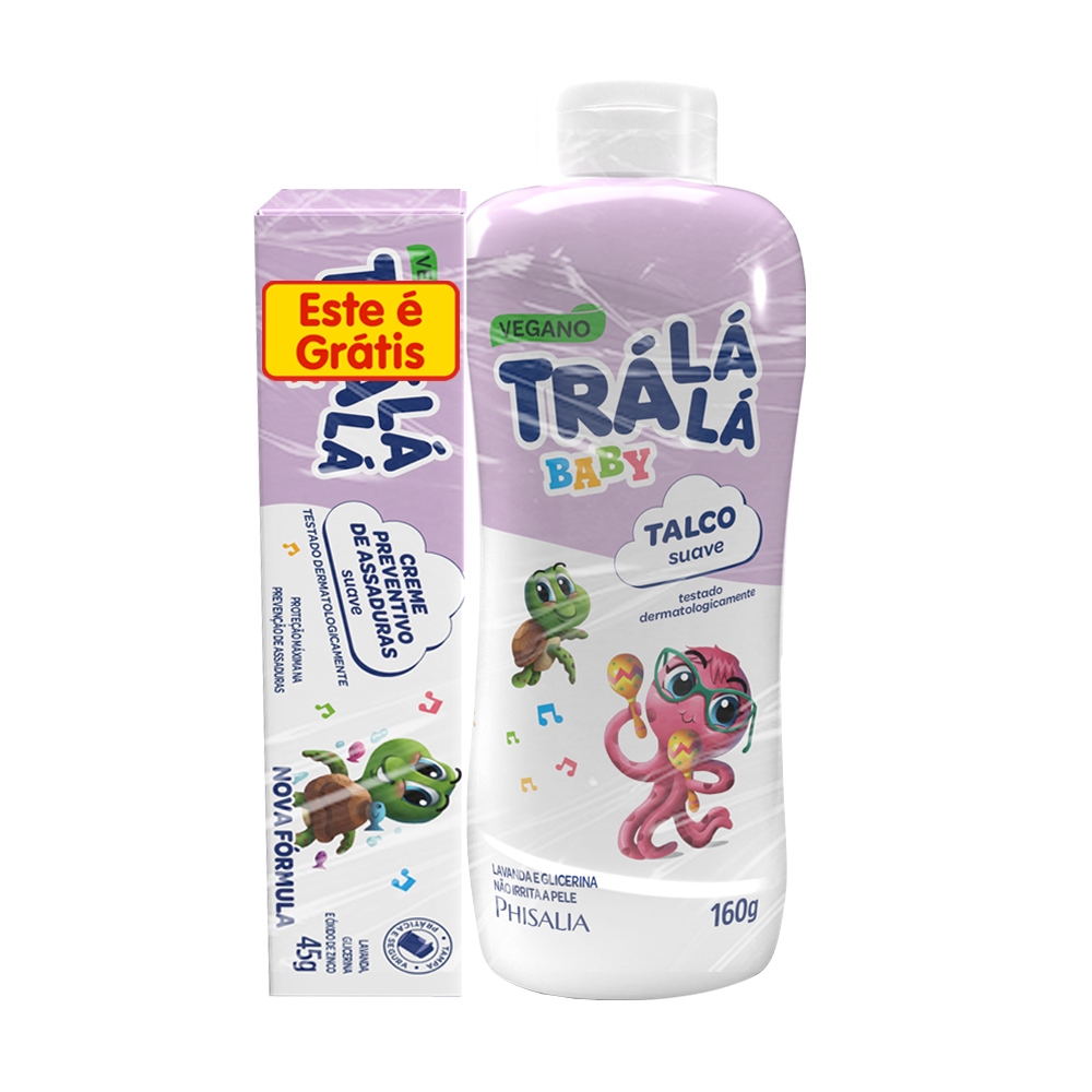 Kit Talco Baby Suave Trá Lá Lá + Creme p/ Prevenir Assaduras Trá Lá Lá Baby  Suave Item GTS