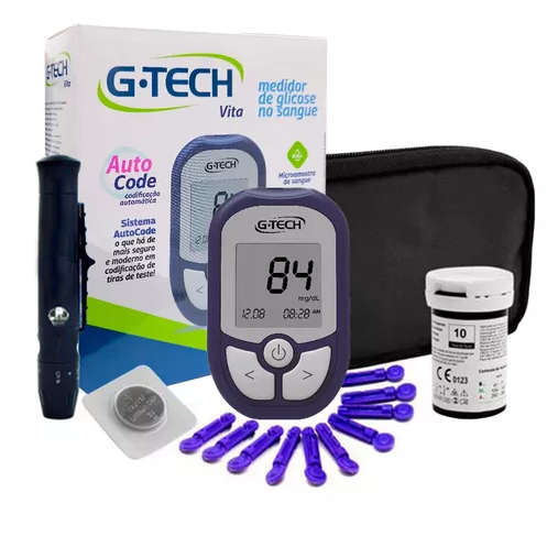 Kit Medidor De Glicose VITA Completo G-Tech Com Ti