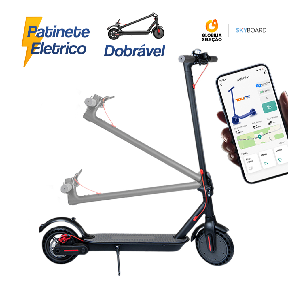 Patinete elétrico Scooter Dobrável 8,5 polegadas  com Bluetooth Alta velocidade Longo alcance Alta c