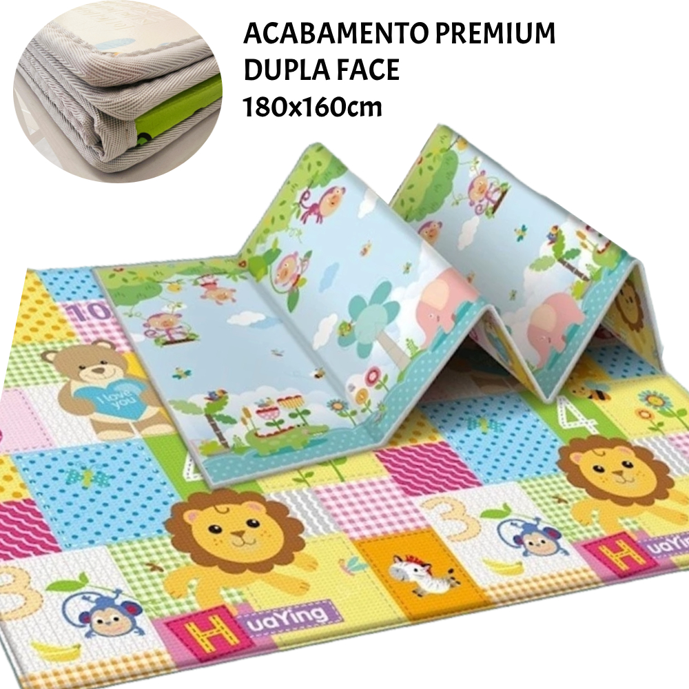 Tapete Térmico Infantil Dupla Face Acabamento Premium Grande 1,80×1,60cm – Anti Derrapante Dobrável