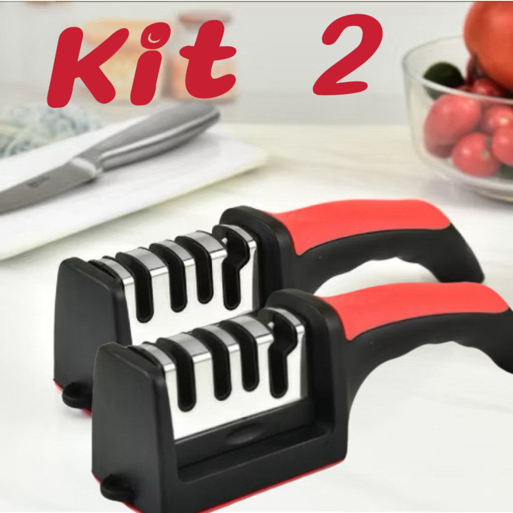 Kit 2 Afiador de facas profissional de aço inoxidável nível 3 Afiador de facas de cozinha yobel