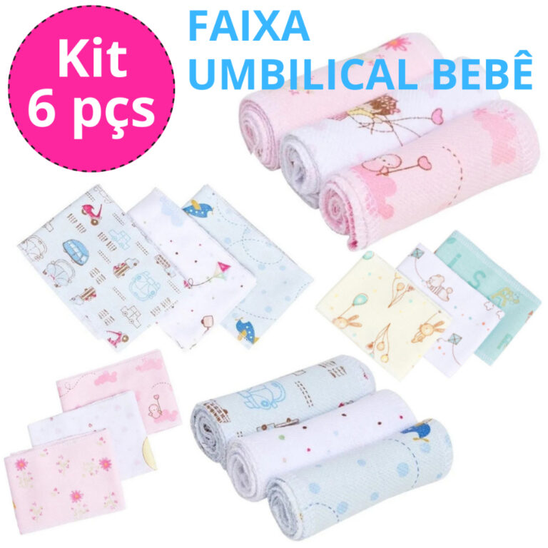 Faixa de Umbigo para Bebê com 6 peças Recém Nas