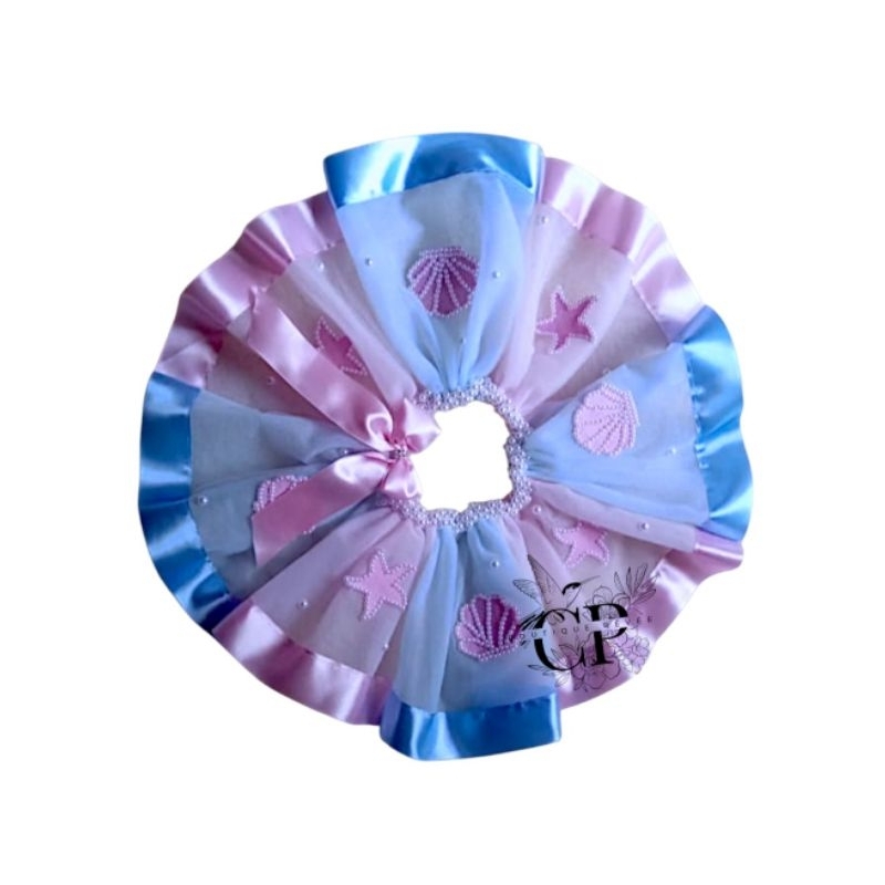 Saia Tutu Personalizada com Pérolas, Laços e Barra de Cetim  Luxo Infantil