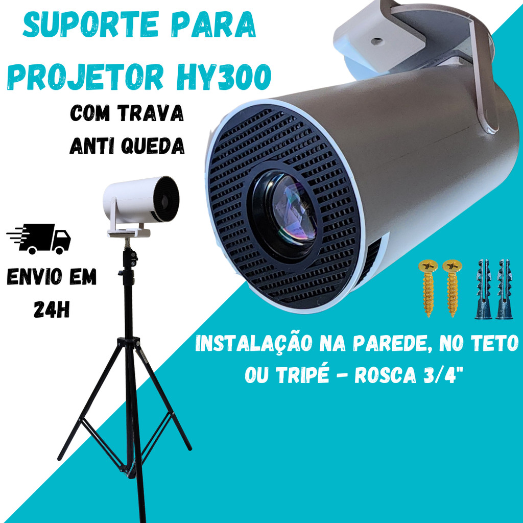 Kit Suporte Projetor HY300 Parede Teto e Tripé 3 em 1| MagCubic | Salange | Transpeed | Rosca 1/4