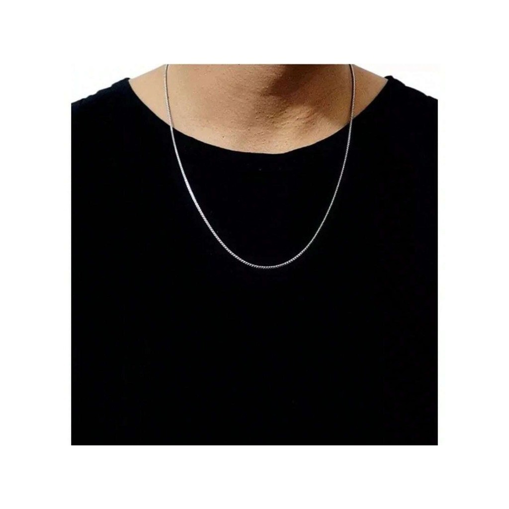 Cordão Masculino Corrente Veneziana Prateada Aço Inoxidável 60cm