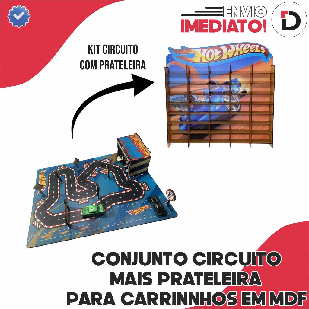 Circuito Para Carrinhos Com Prateleira Para 50 Carrinhos Pista Carros Com Estacionamento E Pit Stop