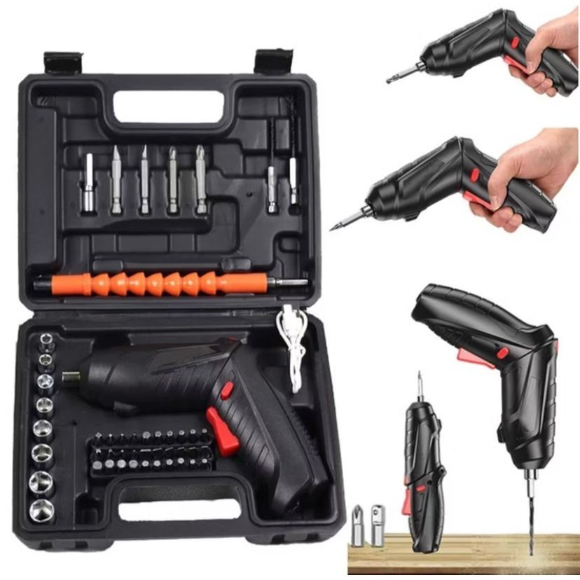 Kit Parafusadeira Doméstica com maleta Leve Portátil USBRecarregável