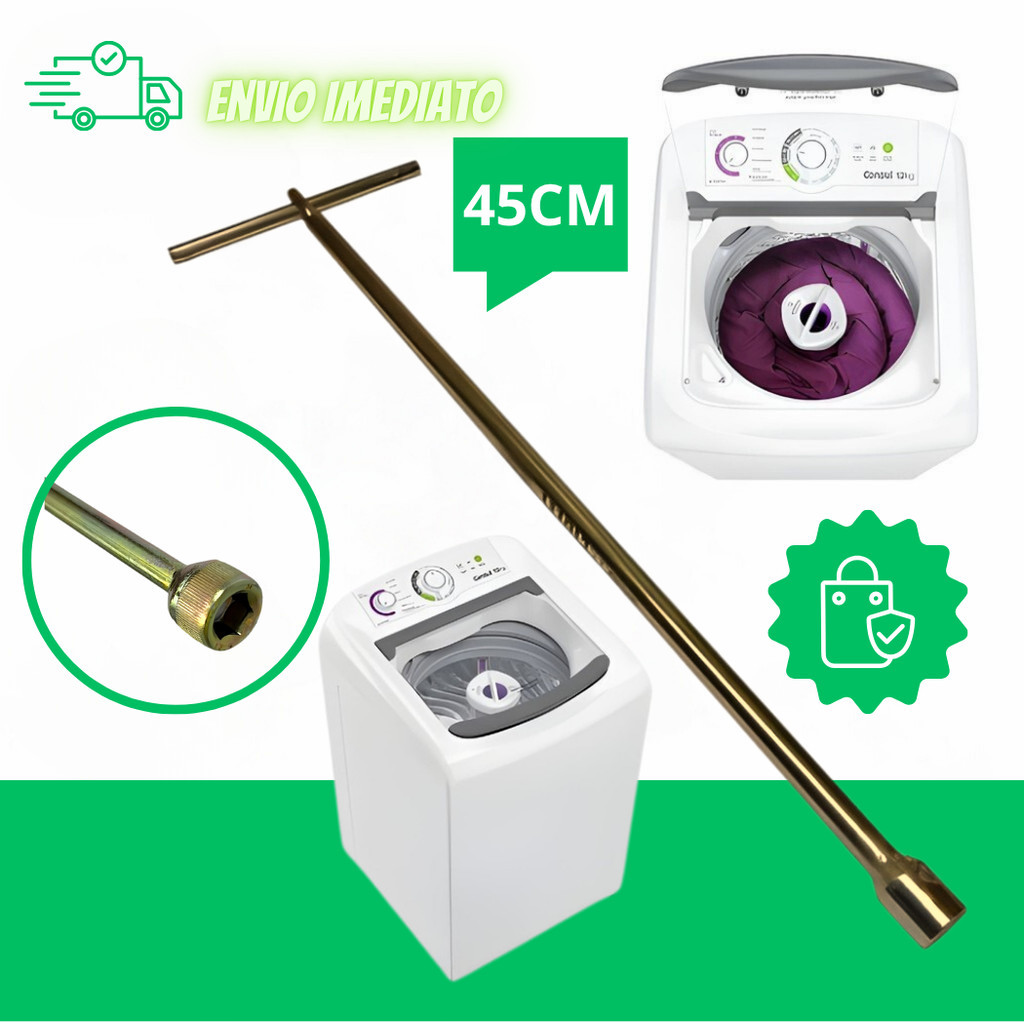 Chave Para abrir maquina de lavar roupas T 10mm Longa 45cm Agitador  Electrolux  Cônsul