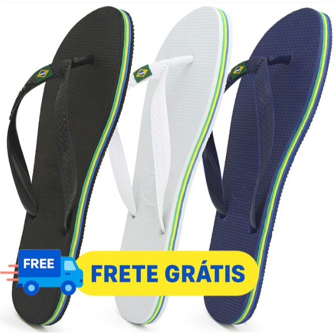 Kit x2 Chinelos do Brasil Bandeirinha Masculino e 