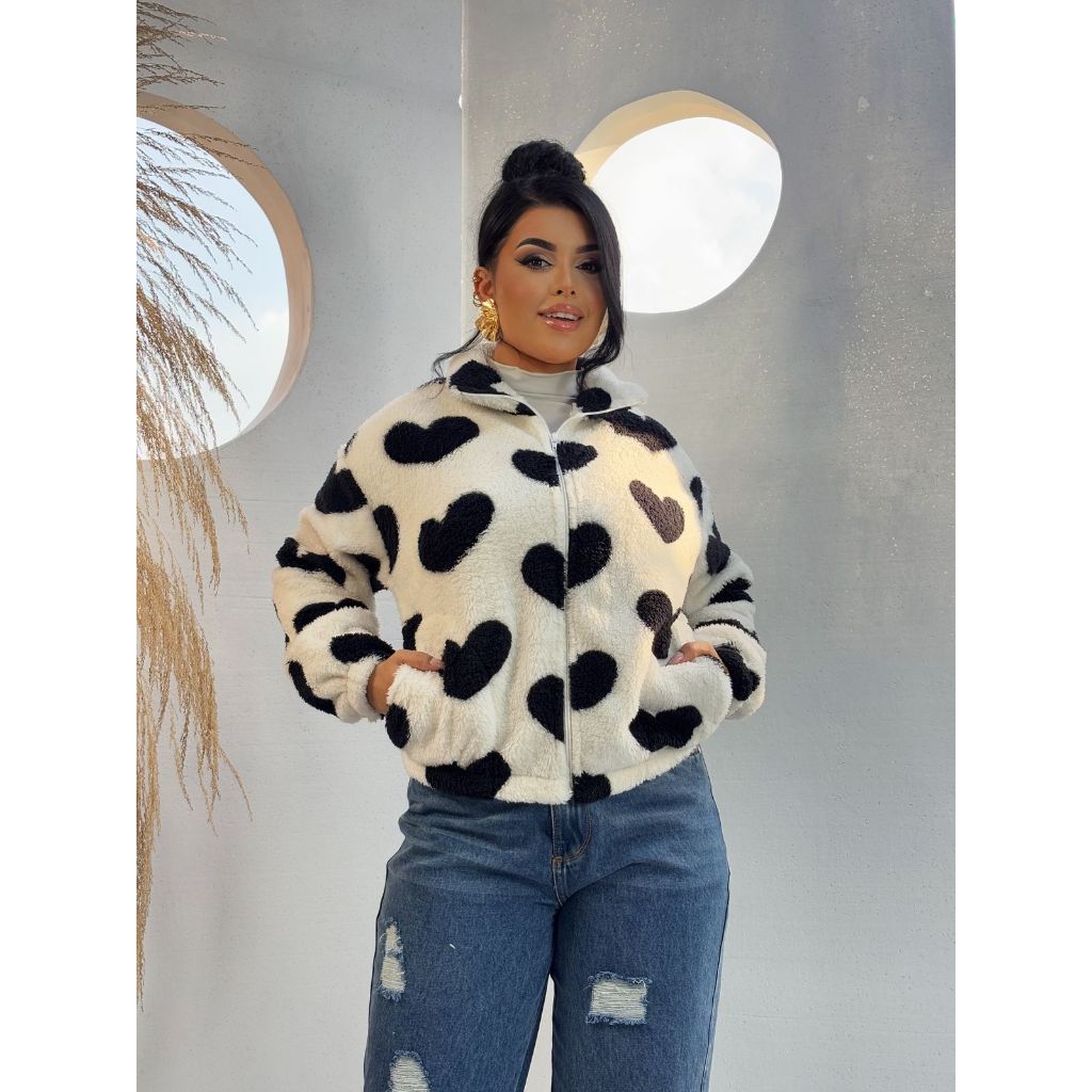 Casaco Feminino Ted De Pelucia Coracao e Estrela Jaqueta Tendencia Inverno