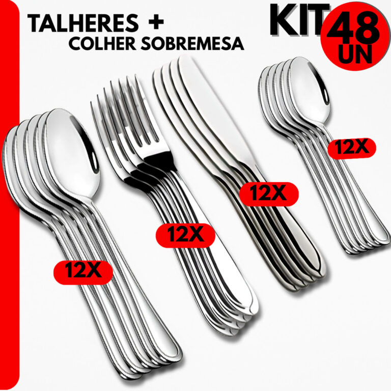 Combo Perfeito 48 Un de Talheres; Colheres, Garfos