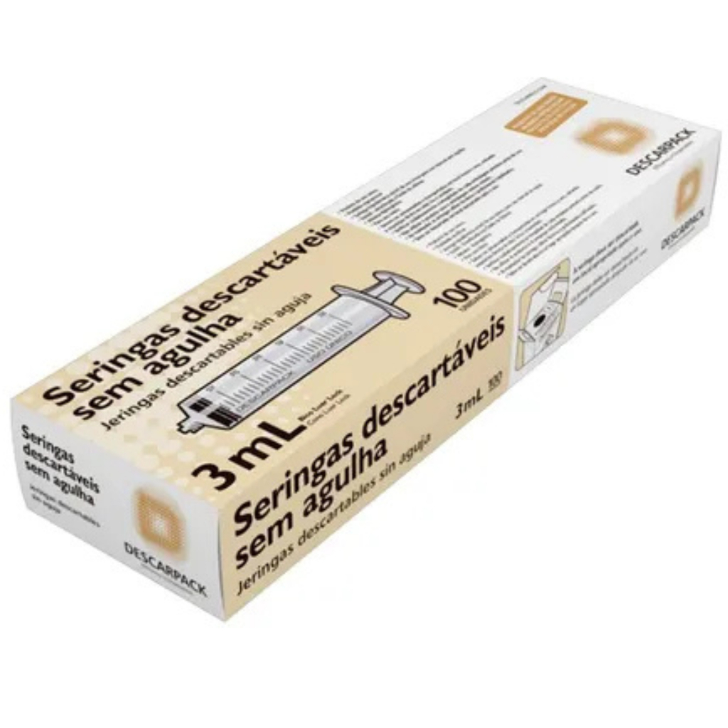 Seringa 3ml Descartável Bico Luer Lock Anvisa – Cx 100un