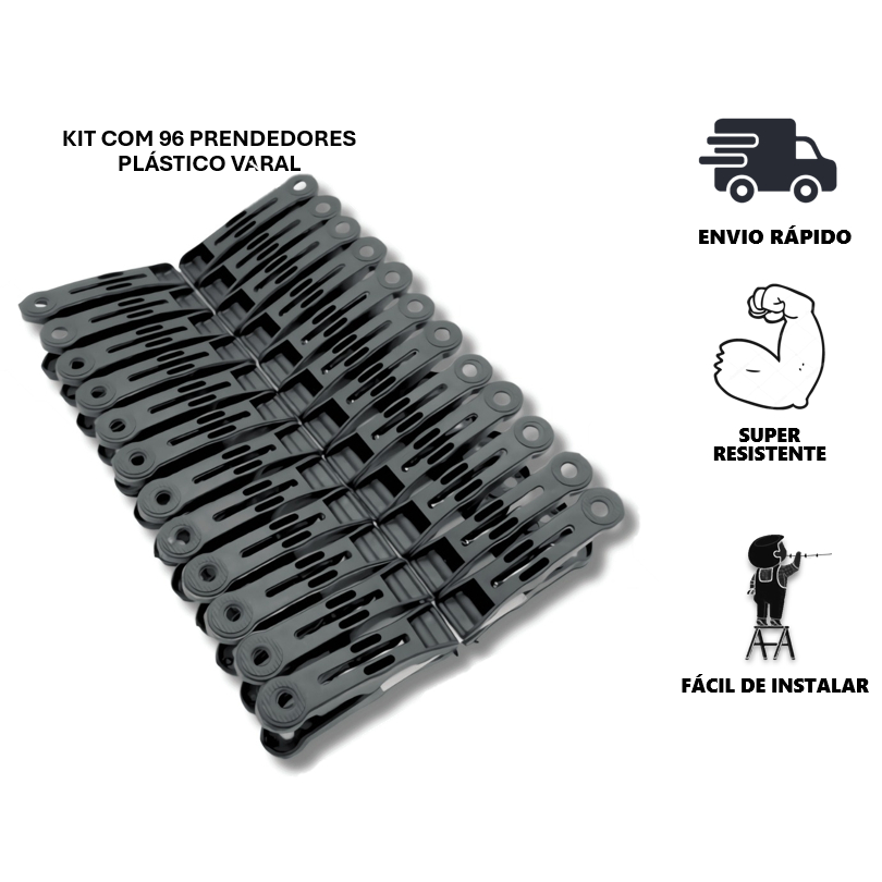 Kit 96 Prendedores Plástico Varal Roupa Pregador Reforçado