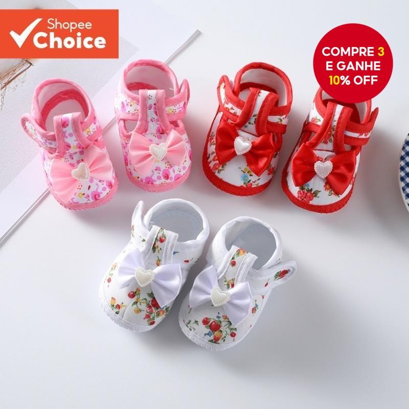 Sapatos De Lona Para Bebês Meninas , Sola Macia , Laço Floral , Primeiros Caminhantes , Presente De