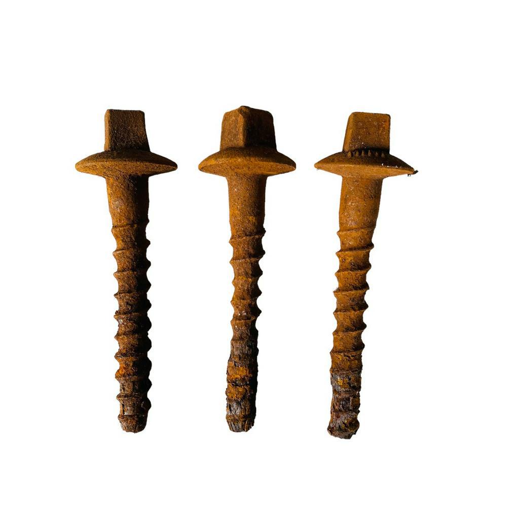 3 Parafuso Grande De Trem Original Ferro Assentamento Ogum