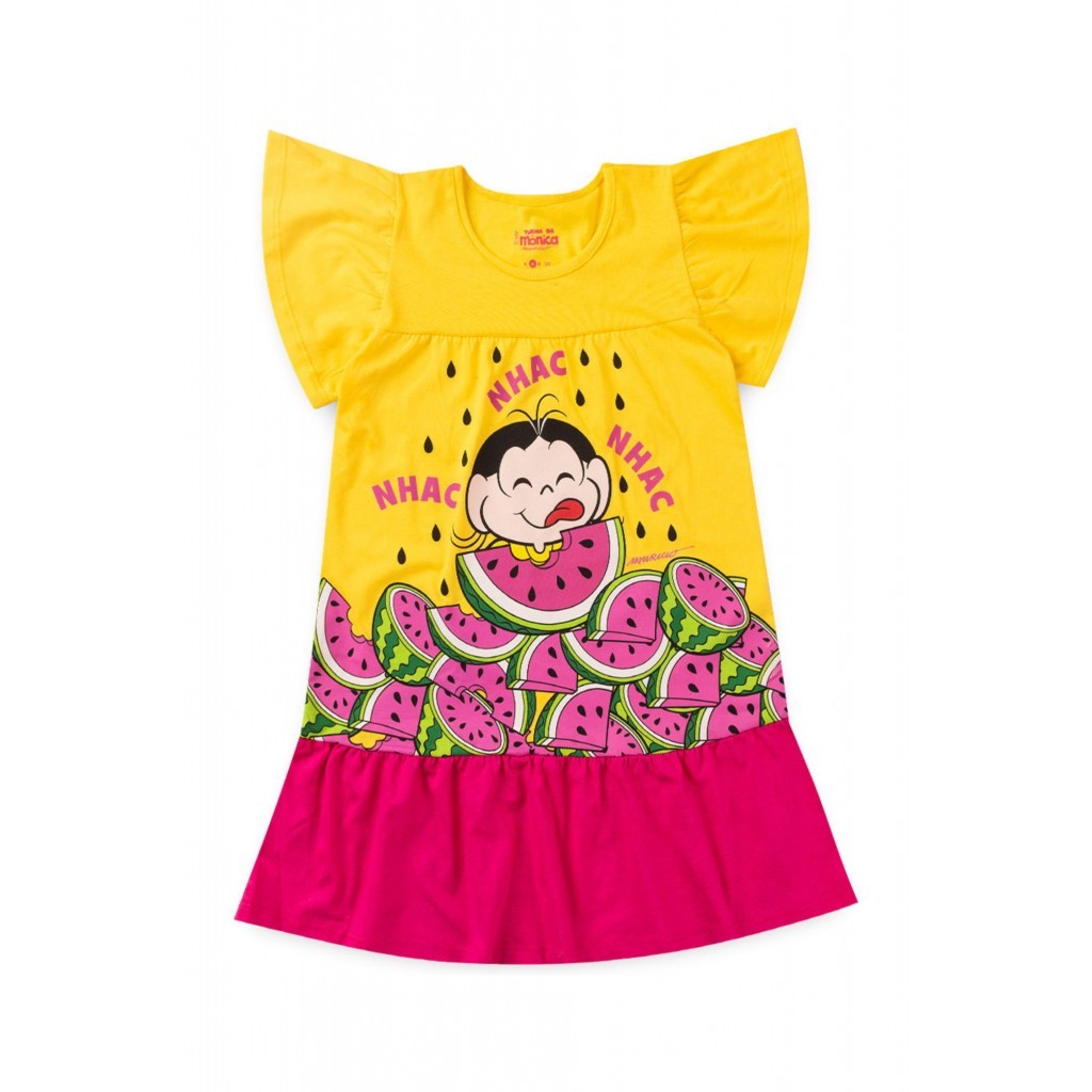 Vestido Infantil  Magali Nhac Nhac Nhac – Turma da Mônica
