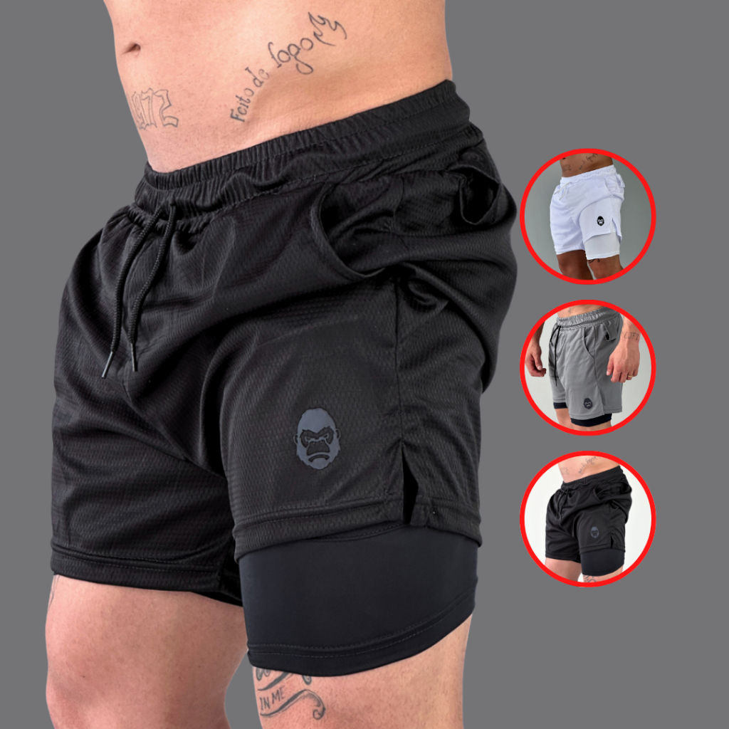 Shorts de Compressão Masculino Treino Corrida Kong