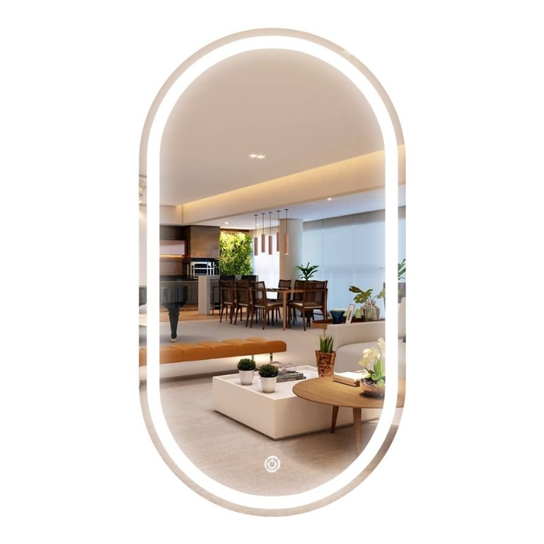 Espelho Oval Jateado Com Led 50×80 Lapidado D