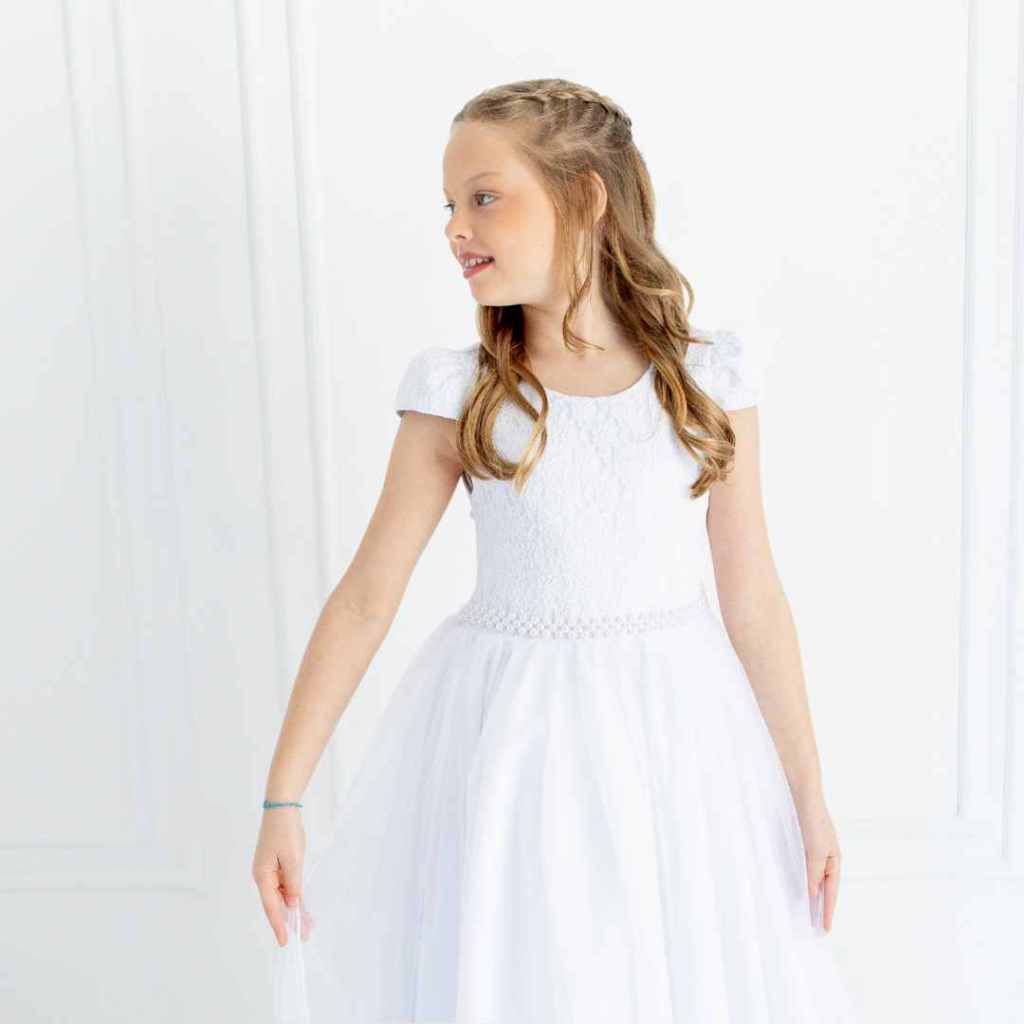 Vestido Midi Infantil Branco Festa Aniversario Casamento Dama Batizado Florista Formatura REF2216