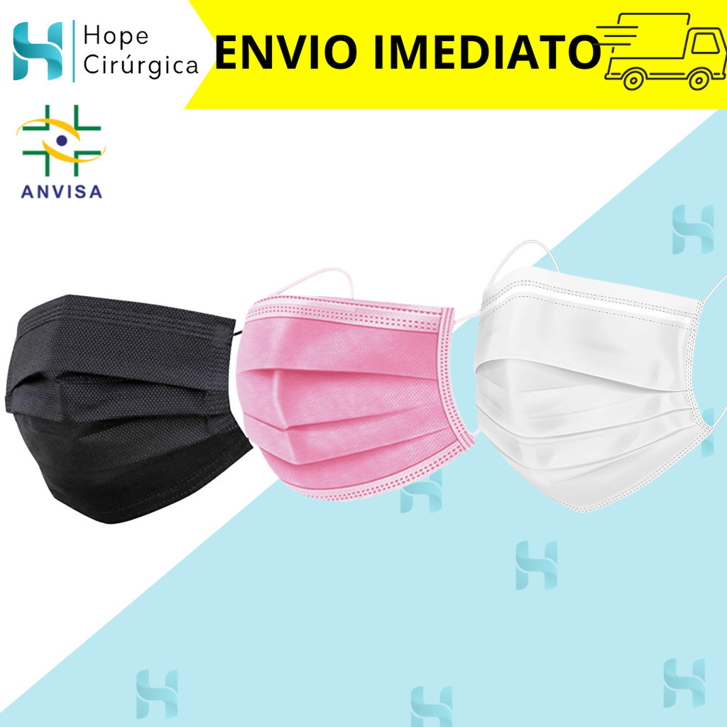Máscara Descartável Tripla com Elástico Premium – Cores Variadas