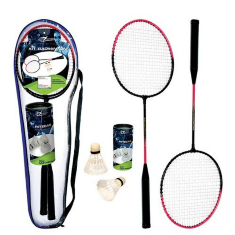 Kit badminton 2 raquetes + 3 petecas + bolsa para 