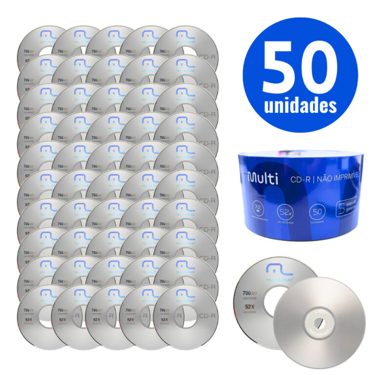 50 Midia Cd-r Virgem Multilaser Cd 52x 700mb Cdr G