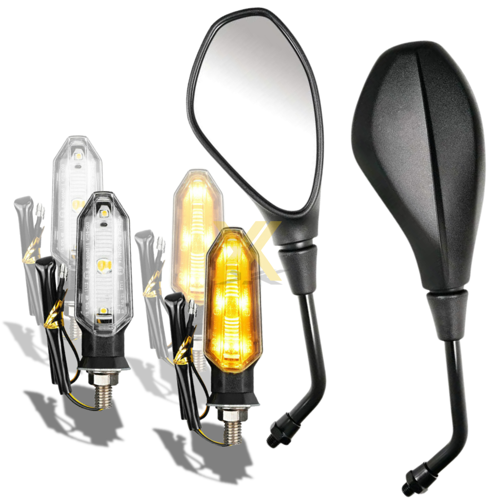 Kit retrovisor gs + 4 Pisca sequencial  Led Seta Sequencial Moto  Par Retrovisor F800