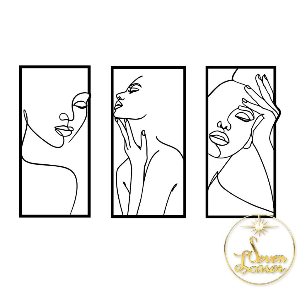 Kit Trio Faces Elegante Quadro Decorativo Mdf 3mm Quarto Sala Clinica Estética Escritório Decoração