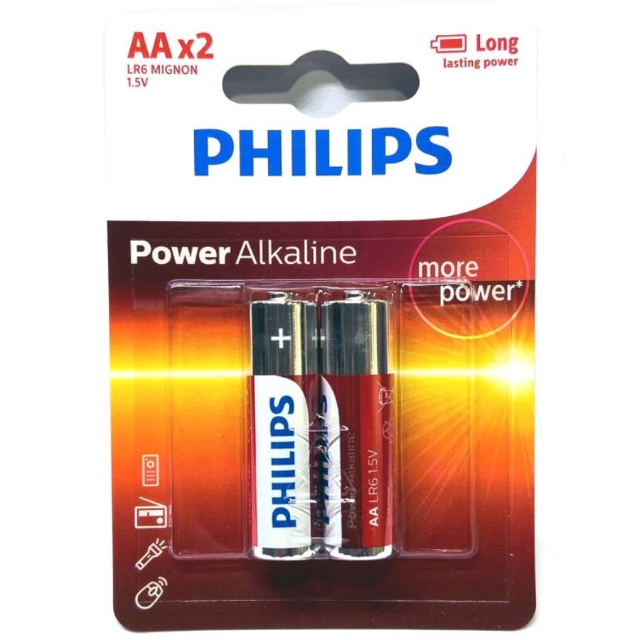 Pilha alcalina Philips AA LR6P12S/59 – cartela com 2 unidades