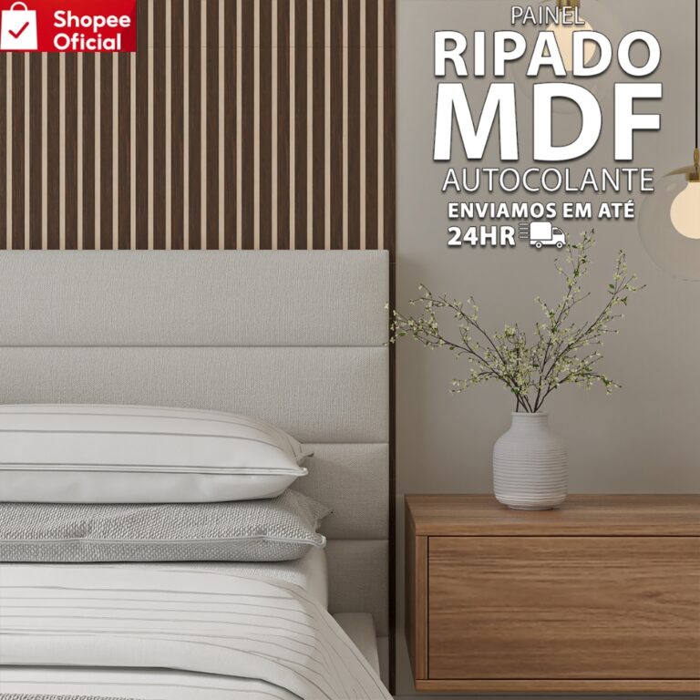 Kit 100 Placas Ripada Painel Decorativo em Mdf de 