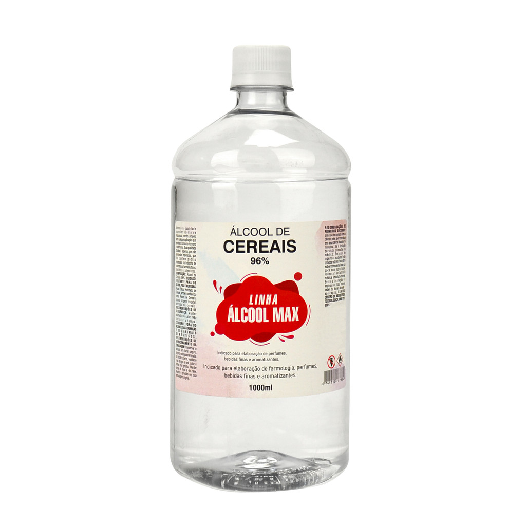 Álcool Cereais 96% Puro 1L P/ Para Bebidas Finas Perfume Lareiras – Togmax