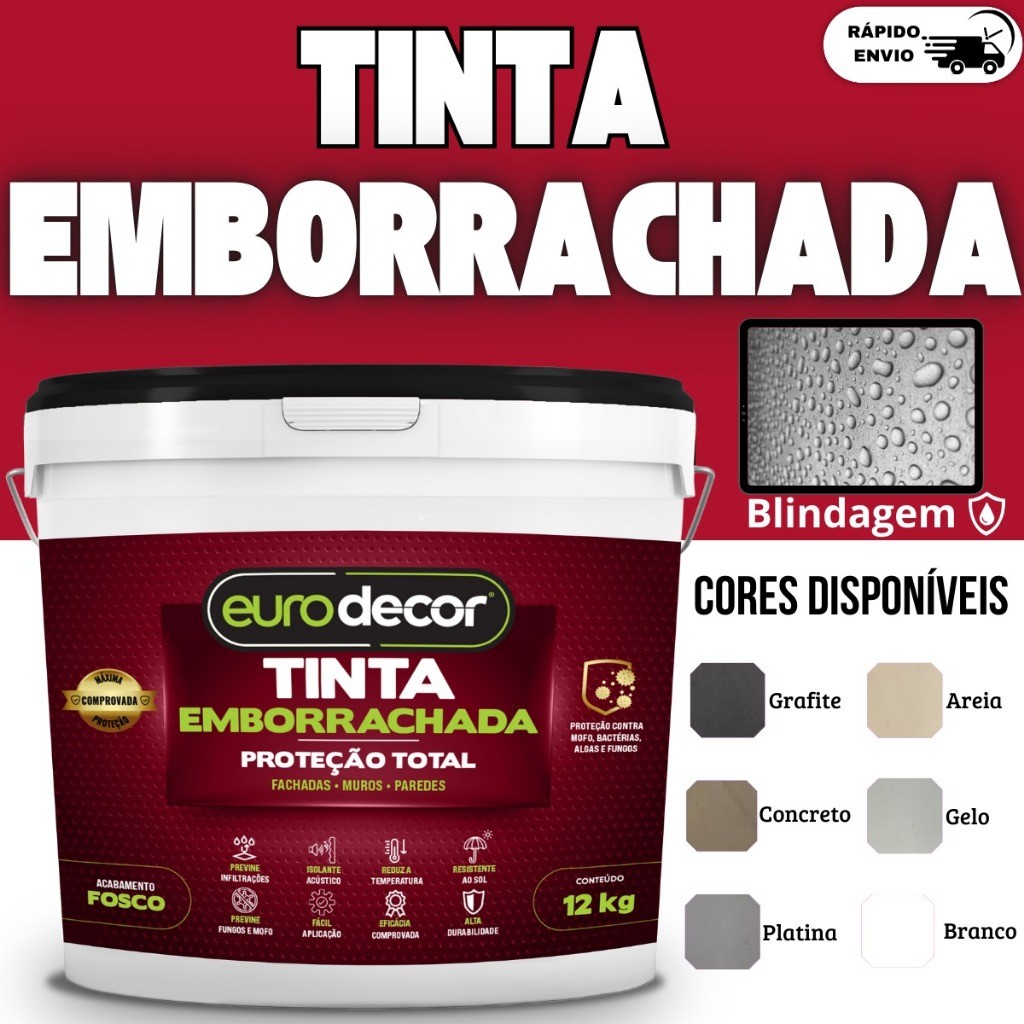 Tinta Emborrachada Premium 12kg e 3.6kg Eurodecor Galão Várias Cores