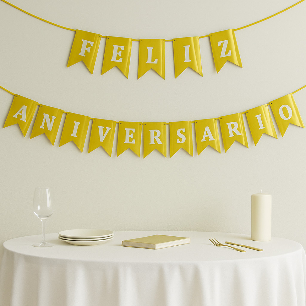 Faixa Decorativa Grande – Feliz Aniversario Metalizado 12x17CM