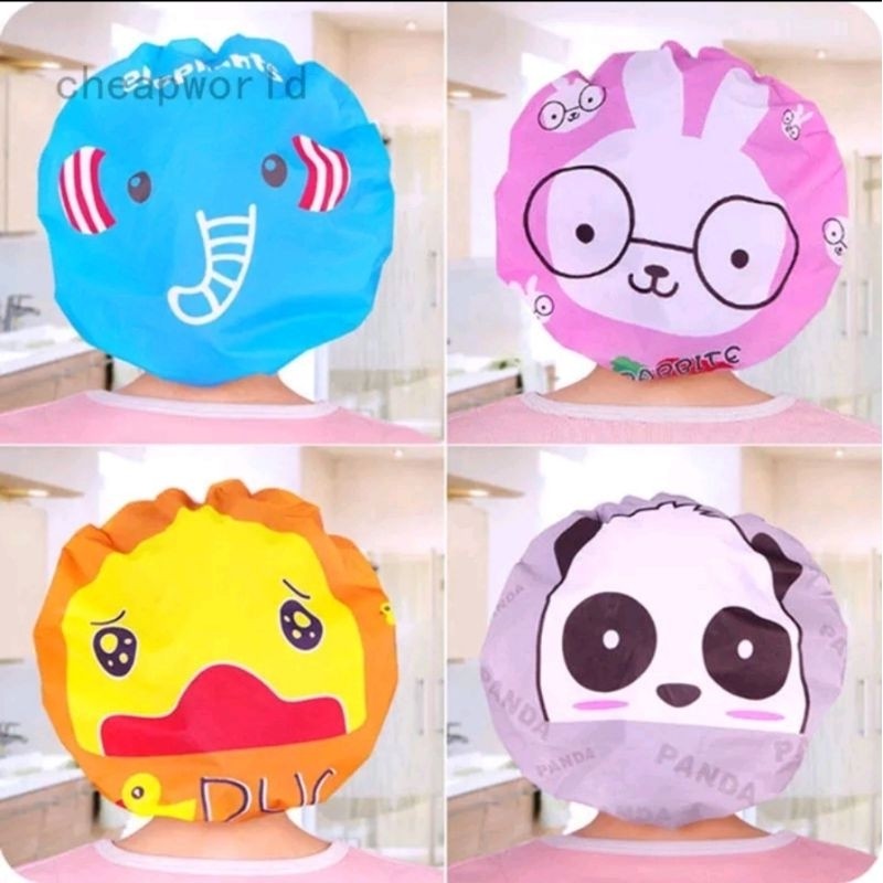 Kit 1 Ate 6 Unidades Toucas de Banho Kids Impermeável Infantil Estampas Sortidas  Plástica Desenho a